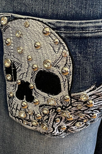 Tribe of Skulls Rhinestone Jeans | Skull Wing Biker Denim S–3X