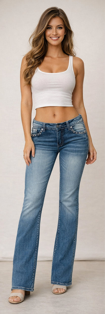 Platinum Plush Chrome Rider Embroidered Bootcut Jeans NEW!!!