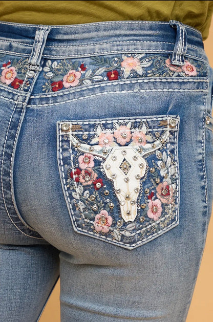 Desert Rose Skull Bootcut Jeans