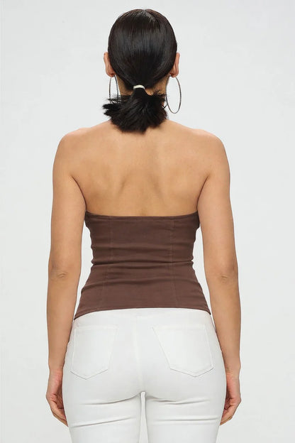 Studded Moto Halter Corset Top – Biker Glam Zip Front Vest