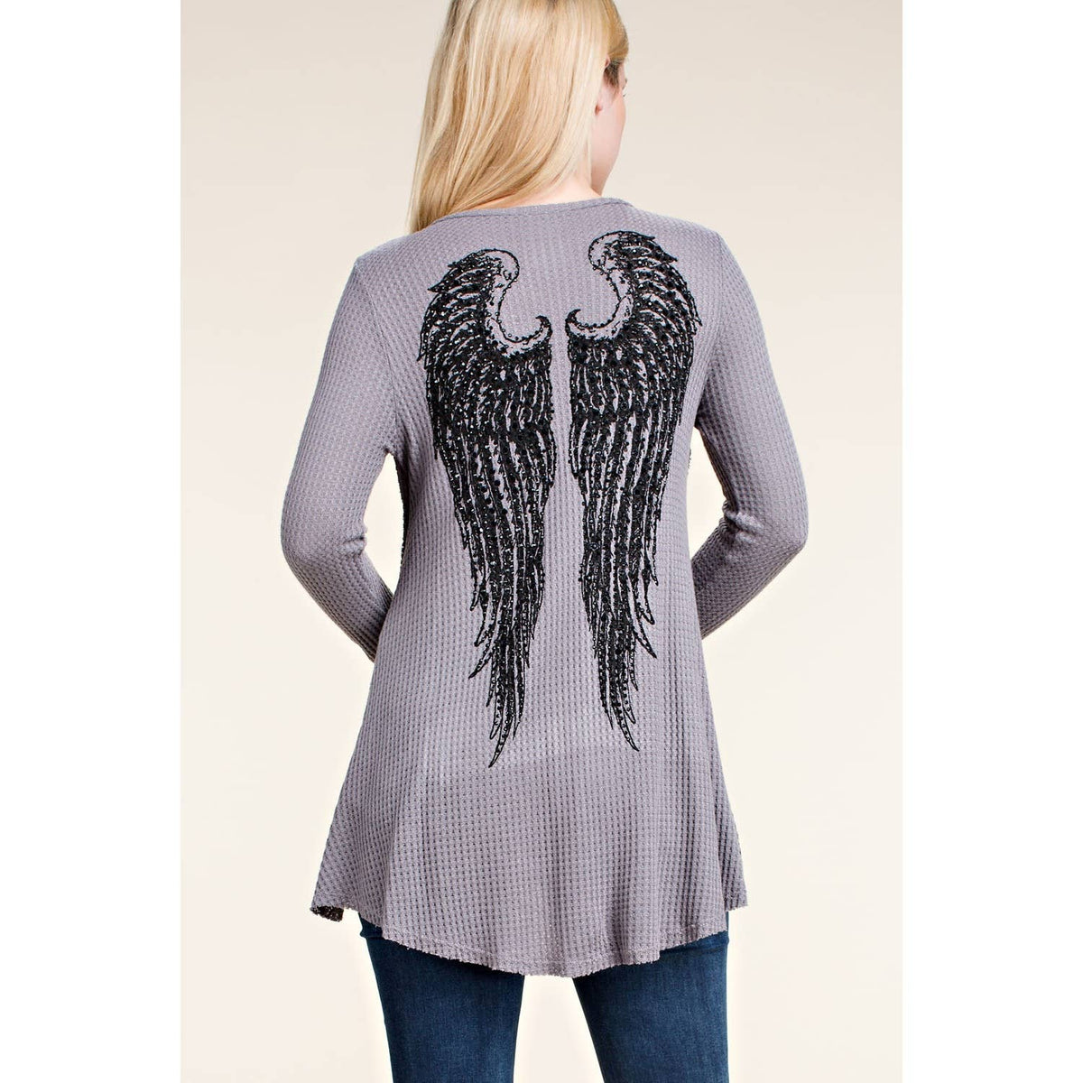 LONG SLEEVE TOP WITH WINGS AND STONES
