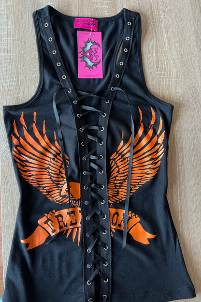 Freedom Eagle Sexy Graphic Biker Festival Sexy Graphic Corset Tank Top