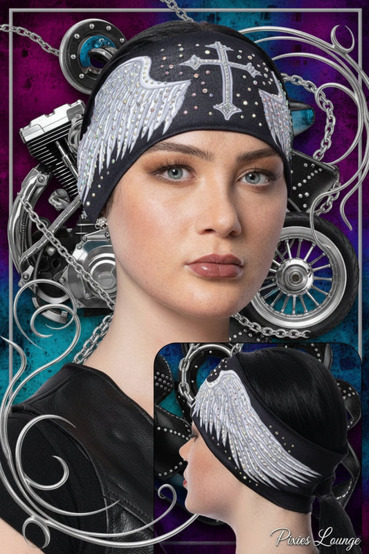 Cross & Angel Wing w/Gems Ponytail EZ Bandz