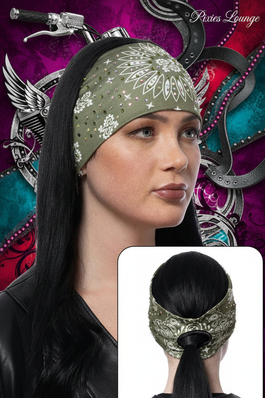 Grape Leaf Paisley w/Gems Ponytail EZ Bandz