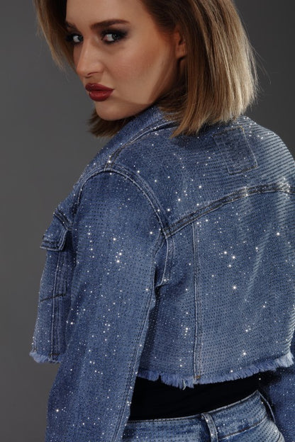 Women’s Diamond Dust Cropped Rhinestone Jacket