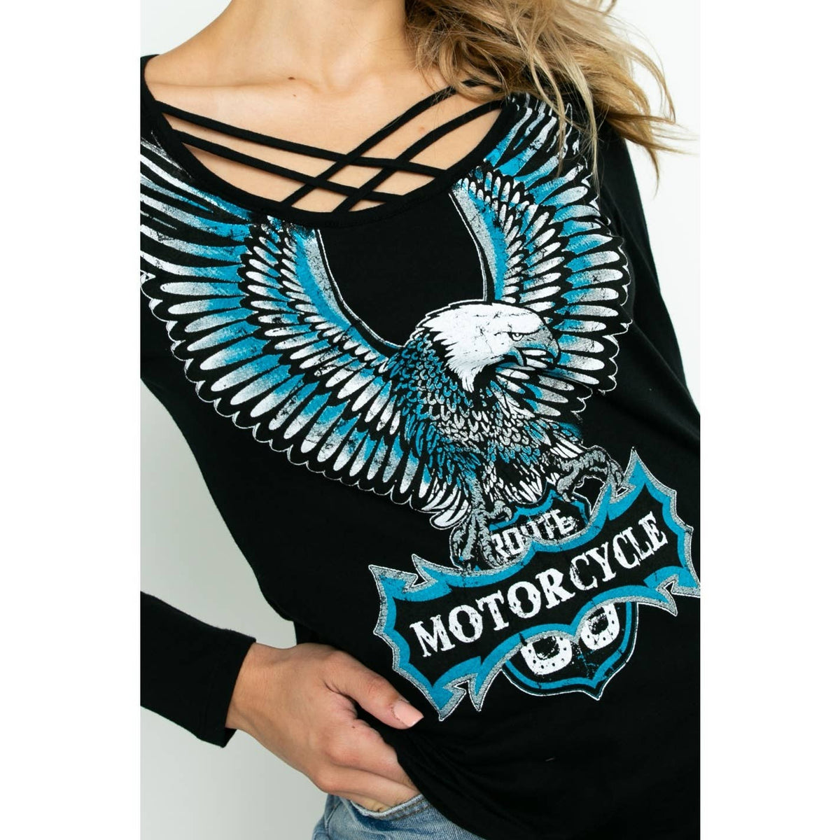 LONG SLEEVE TOP WITH EAGLE WITH WINGS