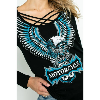 LONG SLEEVE TOP WITH EAGLE WITH WINGS