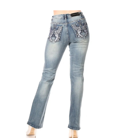 Rock the Duel Embellished Rhinestone Jeans