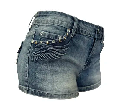 Platinum Plush Steel Halo Rhinestone Shorts