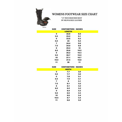 Milwaukee Leather Women's Black 14-inch Lace-Up High-Rise Leather Biker Rider Boots with Calf Buckle MBL9355