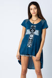 Round Neck Asymmetrical Skull Cross Top