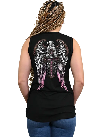 Liberty Wear Rebel Angel Winged Cross Lace-Up Tank Top | Style 7514