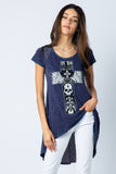 Round Neck Asymmetrical Skull Cross Top