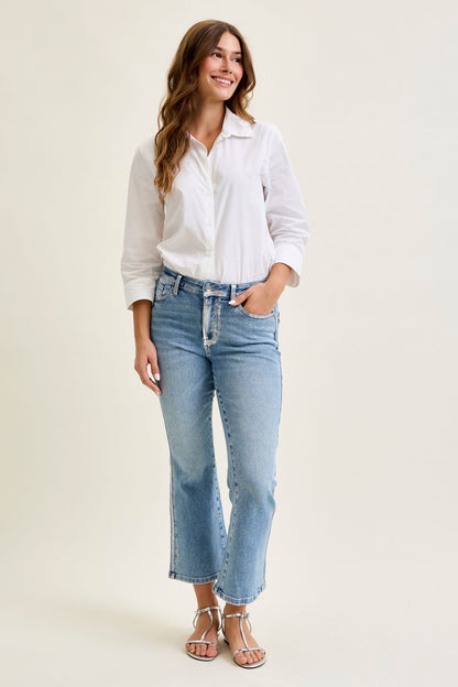 Judy Blue Chrome Kiss Foil Kick Flare Jeans 881109