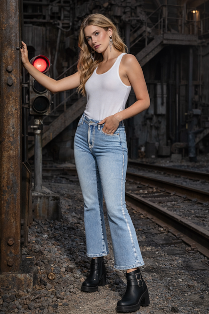 Judy Blue Chrome Kiss Foil Kick Flare Jeans 881109