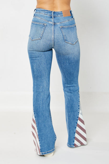 Judy Blue 88659 High Waist Flare Jeans – American Flag Panel Bootcut Denim