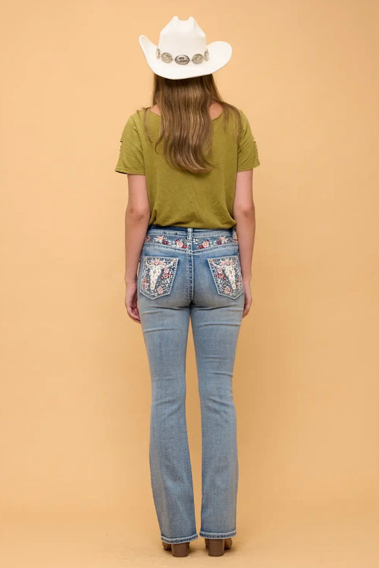 Desert Rose Skull Bootcut Jeans