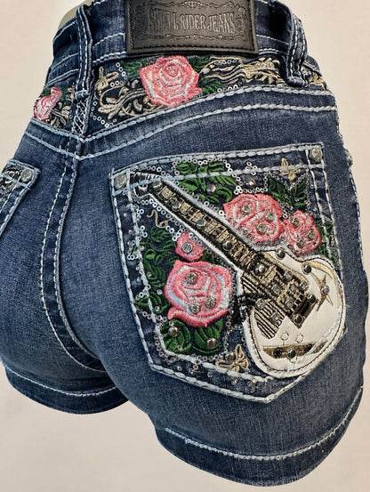 Southern Strings Rhinestone Denim Shorts