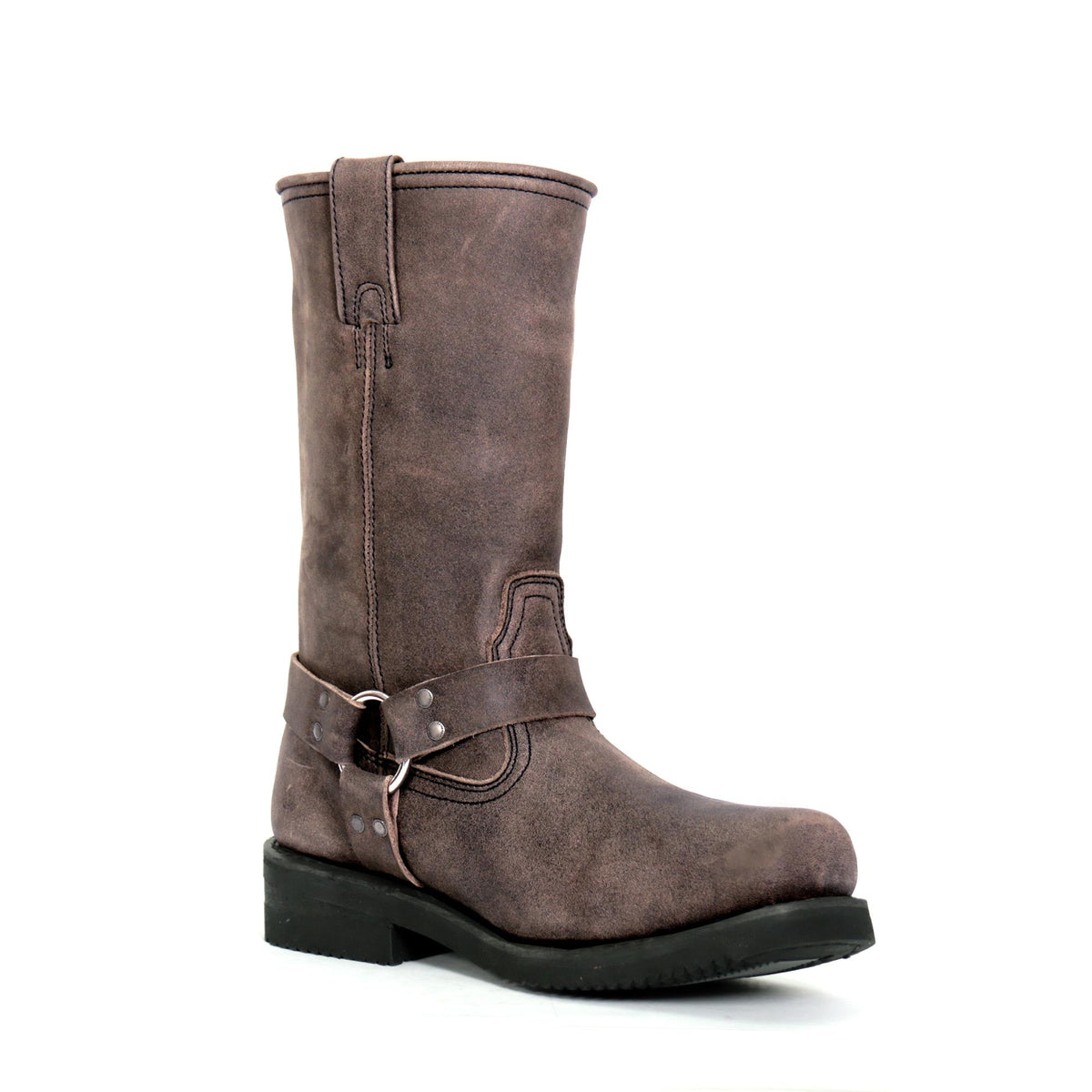 Men's Dust Rider Stone-Wash Brown Harness Boots - BTM1003