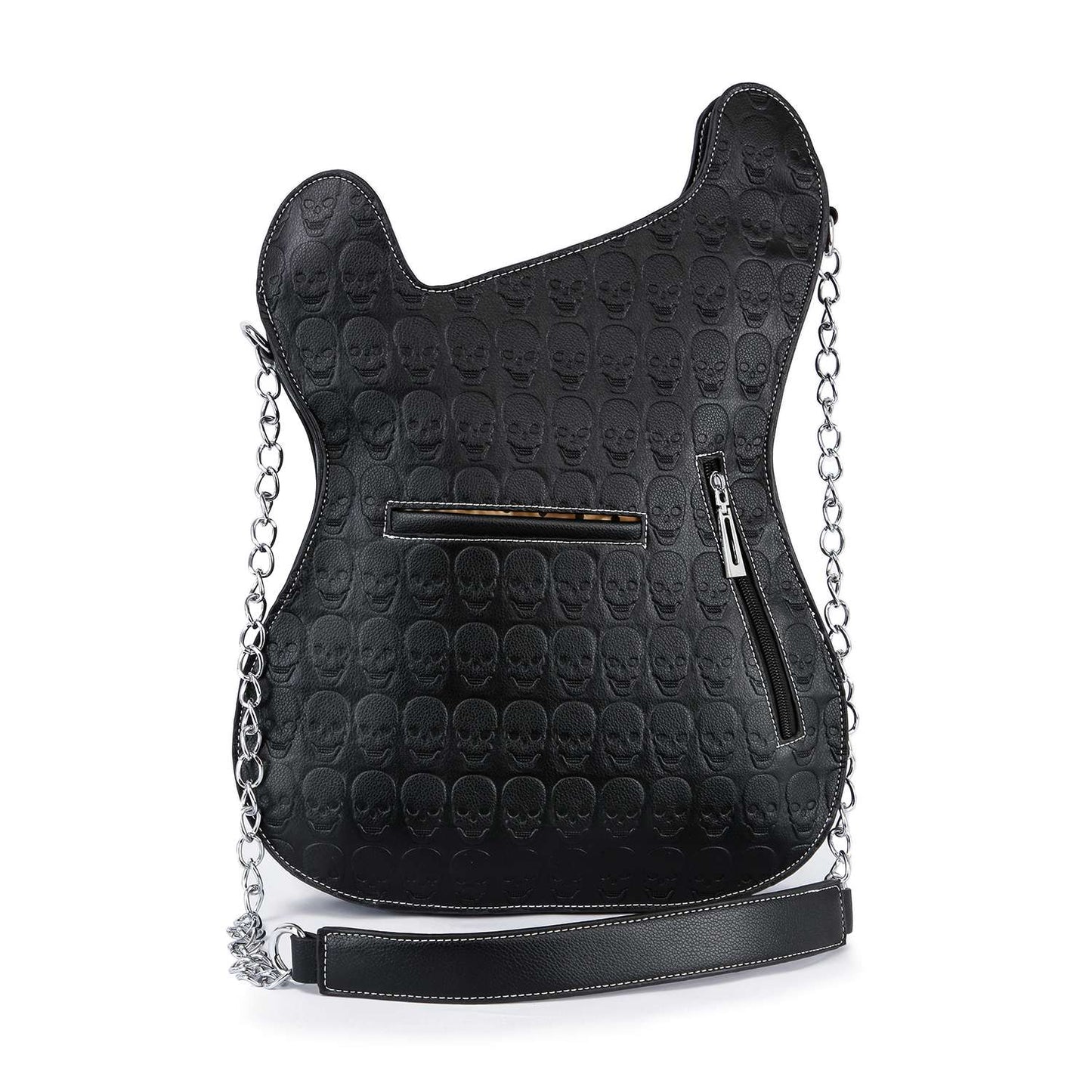 Rock Rebel Rhinestone Skull Guitar Crossbody Bag