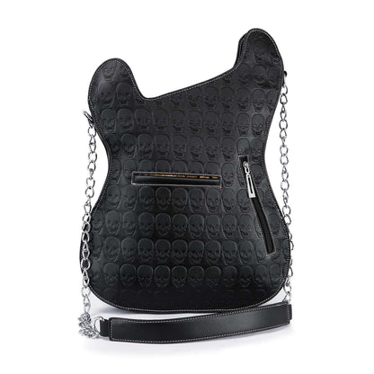 Rock Rebel Rhinestone Skull Guitar Crossbody Bag