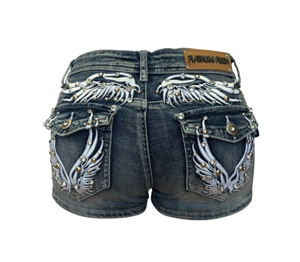 Platinum Plush Wings of Freedom Rhinestone Shorts