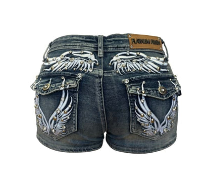Platinum Plush Wings of Freedom Rhinestone Shorts