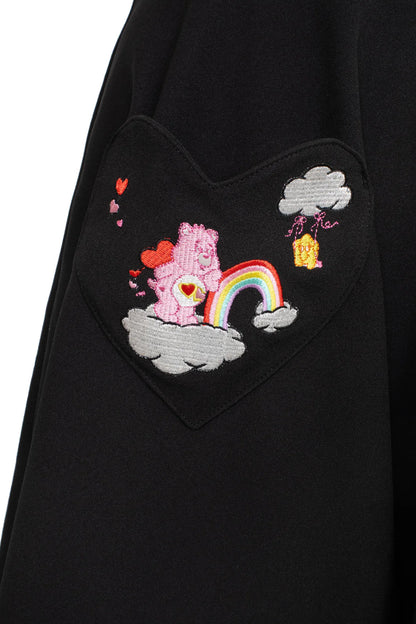 Hell Bunny x Care Bears “Love A Lot” Pinafore Skirt – Gothic Cute Suspender Skirt with Heart Pockets