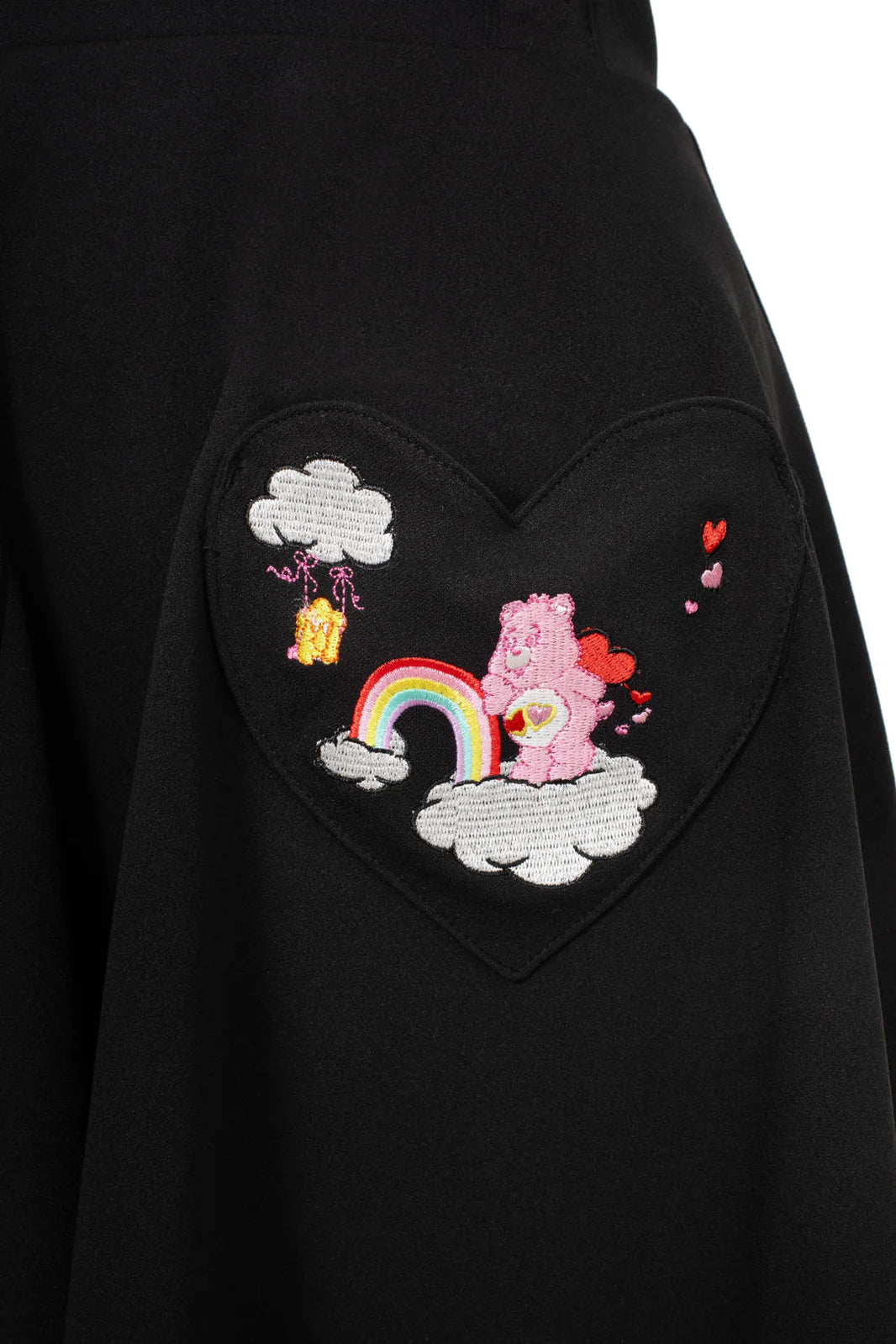 Hell Bunny x Care Bears “Love A Lot” Pinafore Skirt – Gothic Cute Suspender Skirt with Heart Pockets