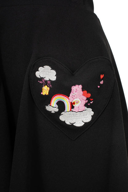 Hell Bunny x Care Bears “Love A Lot” Pinafore Skirt – Gothic Cute Suspender Skirt with Heart Pockets