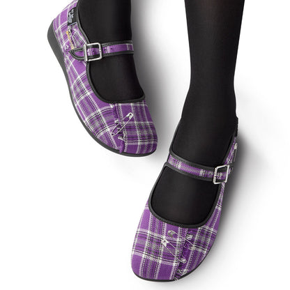 Purple Tartan Women's Mary Jane Flats