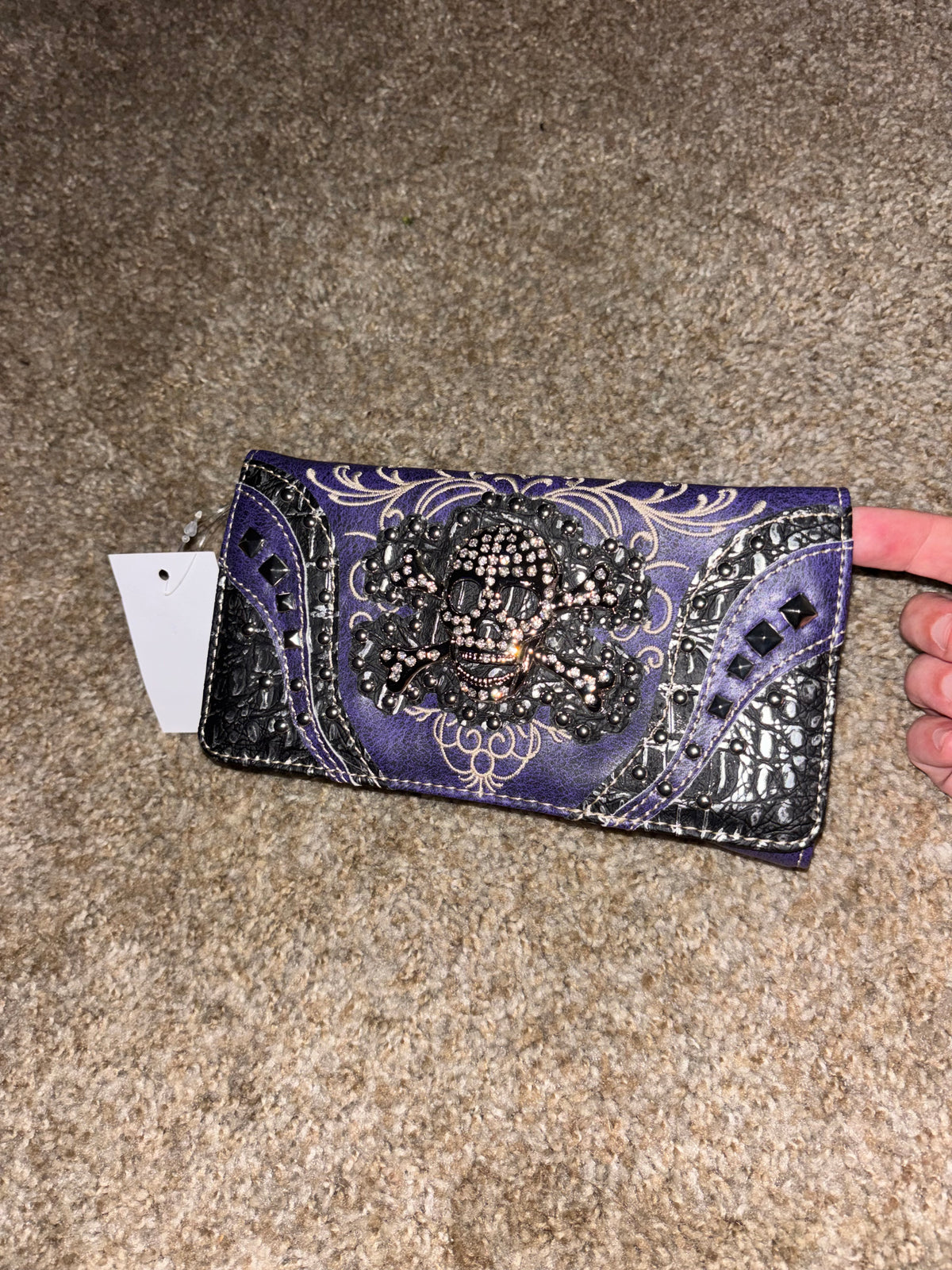 Rhinestone Skull Crossbody Wallet | Studded Western Organizer Purse