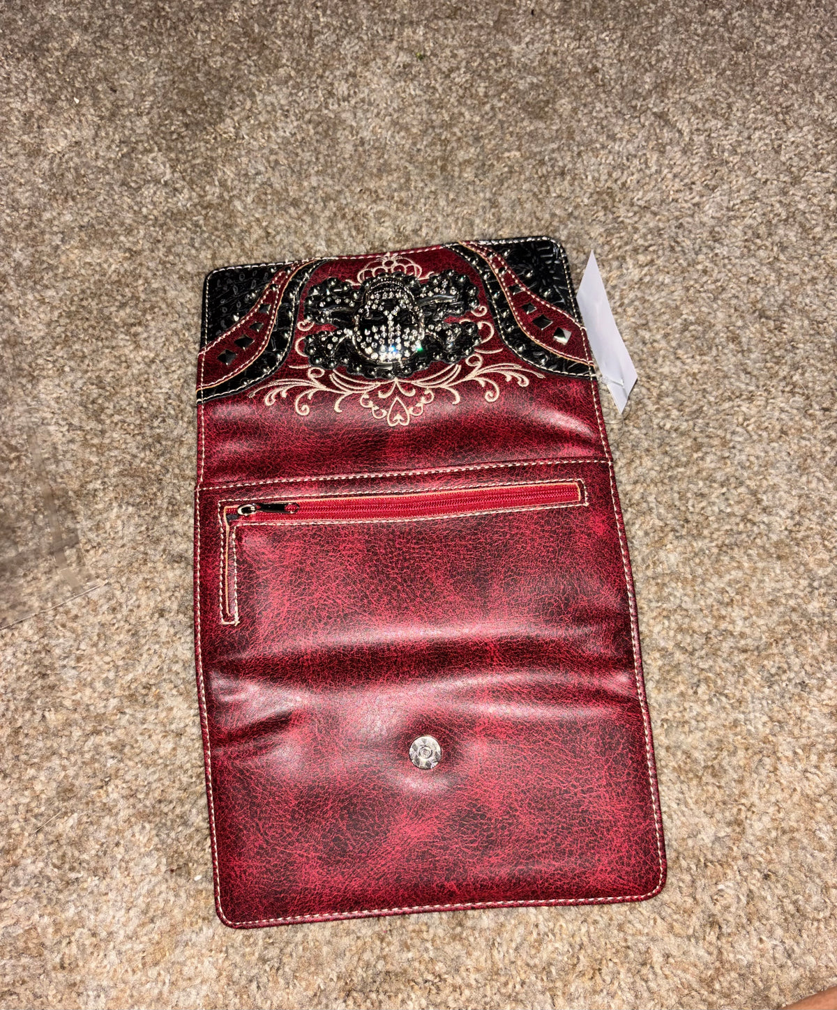 Rhinestone Skull Crossbody Wallet | Studded Western Organizer Purse
