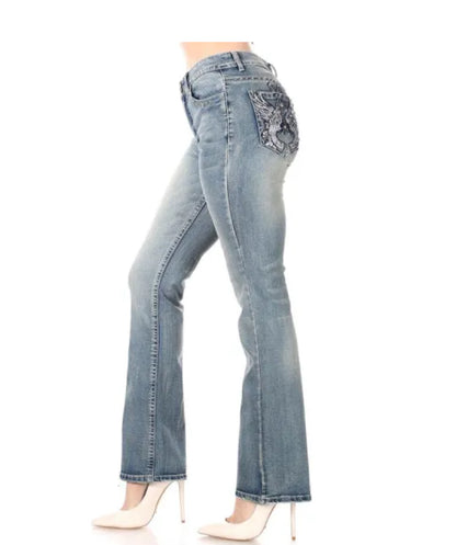 Platinum Plush Rock the Duel Winged Gun Bootcut Jeans