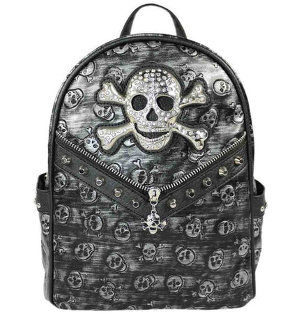 3D Bling Studded Embossed Skull Backpack