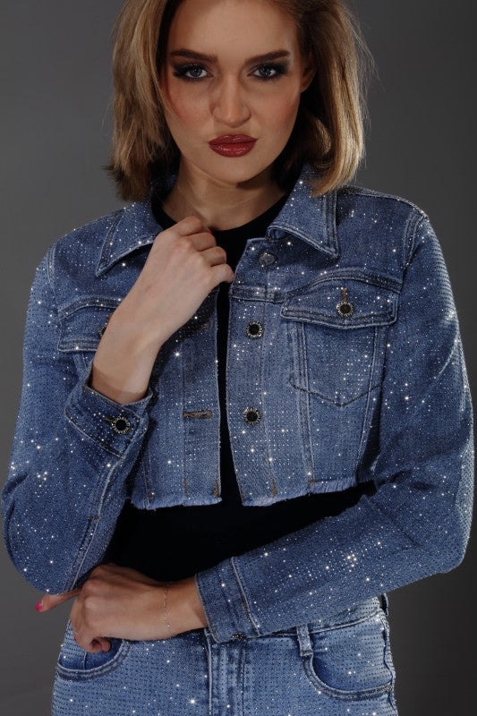 Women’s Diamond Dust Cropped Rhinestone Jacket