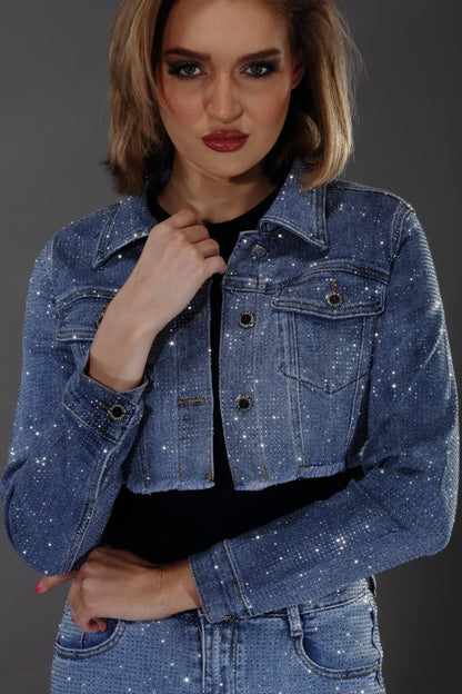 Women’s Diamond Dust Cropped Rhinestone Jacket
