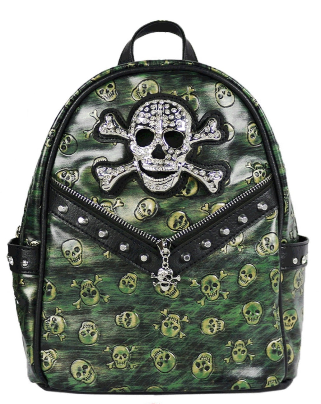 3D Bling Studded Embossed Skull Backpack