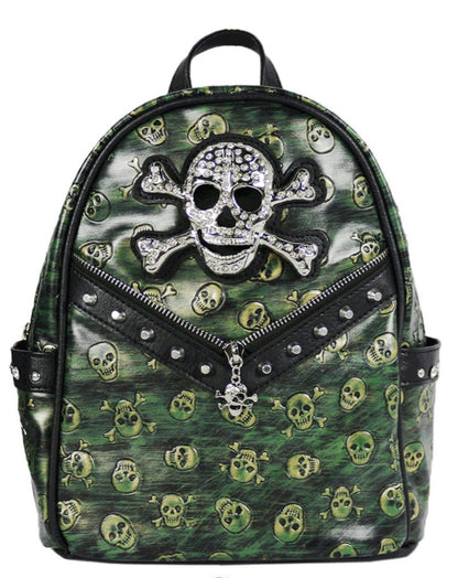3D Bling Studded Embossed Skull Backpack