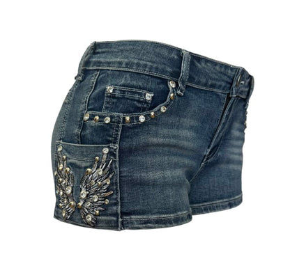 Platinum Plush “Halo & Horsepower” Rhinestone Cargo Shorts