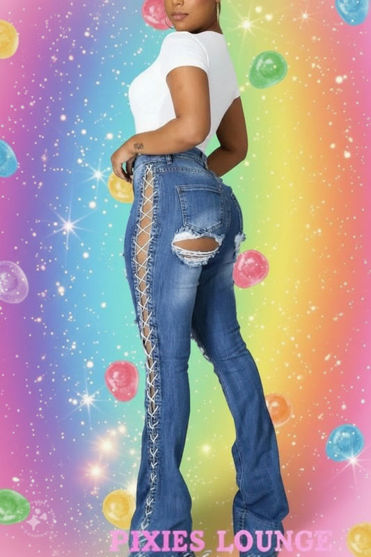 Purple Candy “Ripped and Ready” Cut Design Jeans