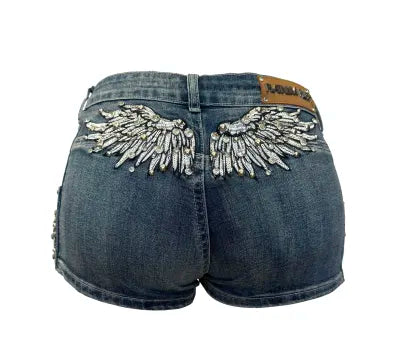 Platinum Plush “Halo & Horsepower” Rhinestone Cargo Shorts