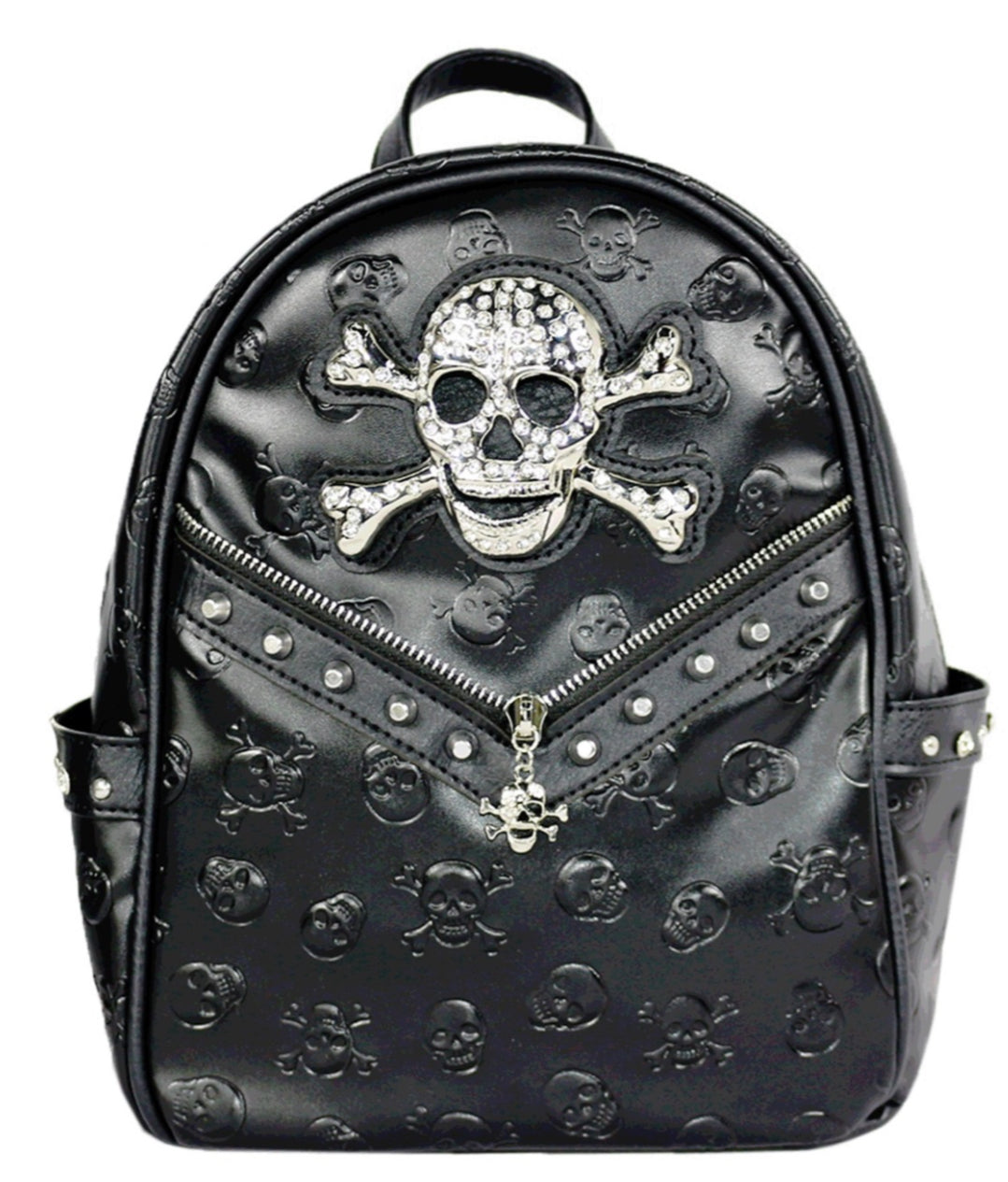 3D Bling Studded Embossed Skull Backpack