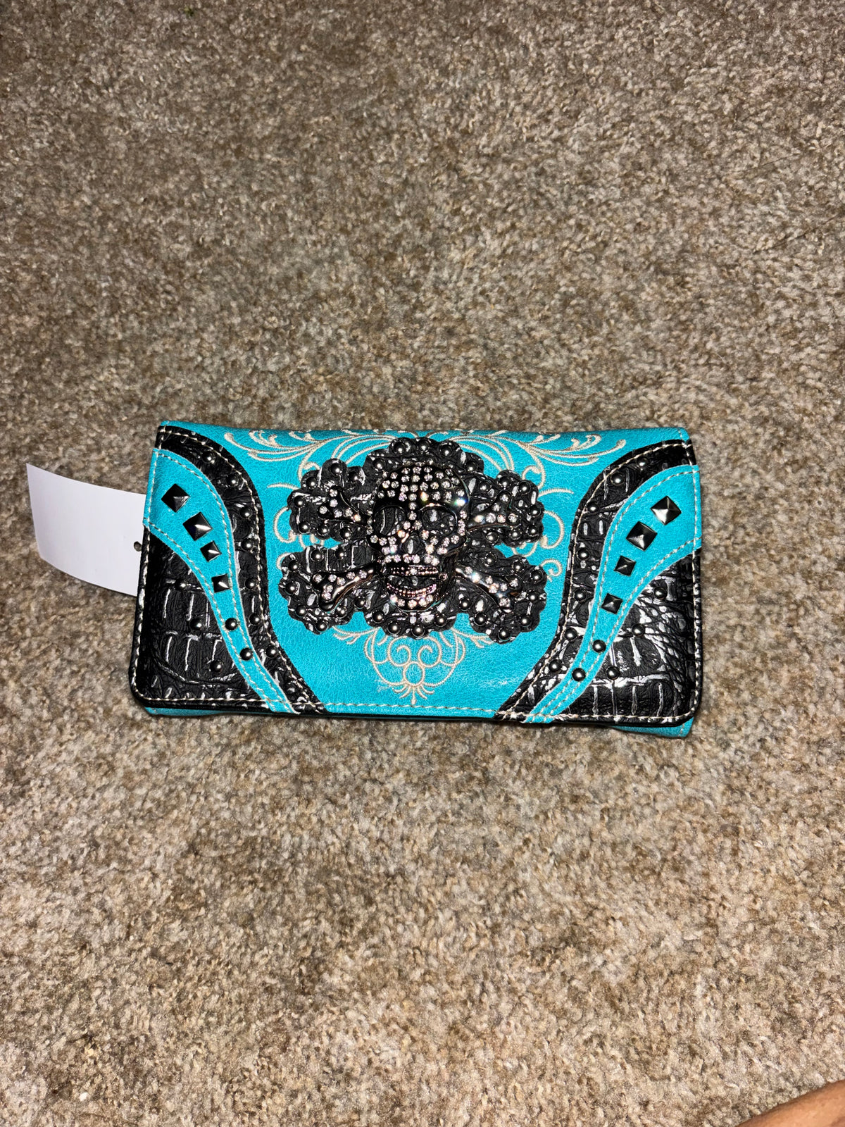 Rhinestone Skull Crossbody Wallet | Studded Western Organizer Purse