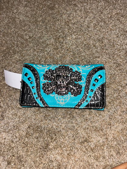 Rhinestone Skull Crossbody Wallet | Studded Western Organizer Purse
