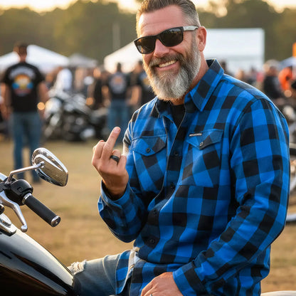 Hot Leathers FLM2006 Mens Black and Blue Long Sleeve Flannel Shirt