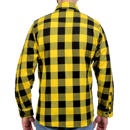 Hot Leathers Men's 'Dead Route' Gold/Black Cotton Flannel Shirt - Button Front - Riding/Casual/ Work Wear - FLM2014