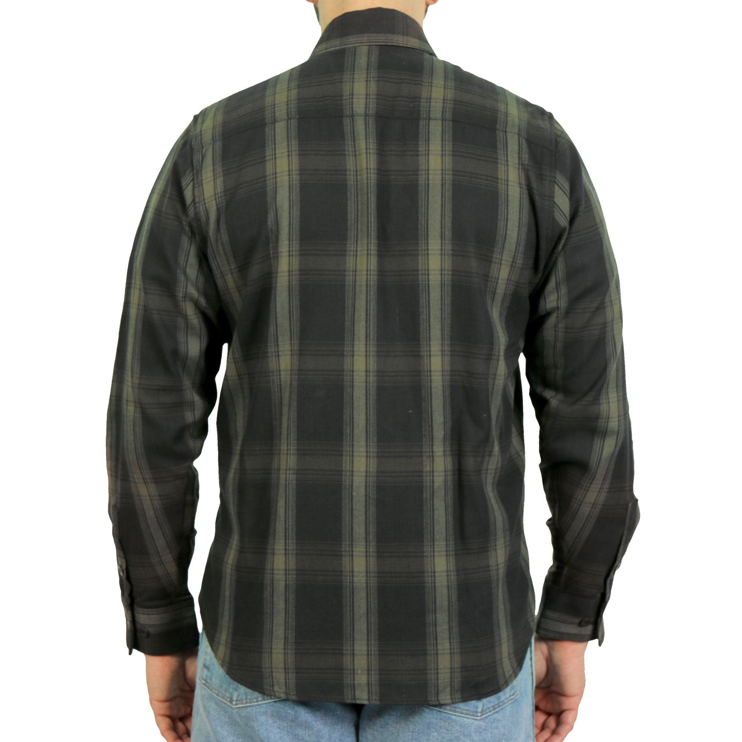 Hot Leathers Men's 'Open Road' Black/Green Cotton Flannel Shirt - Button Front - Riding/Casual/ Work Wear - FLM2018