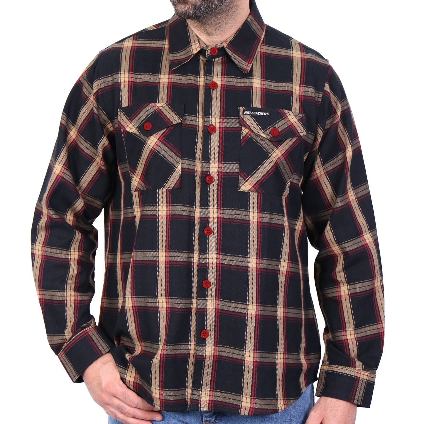 Hot Leathers Men's 'Ghost Run' Multi/Color Plaid Flannel Shirt - Button Front - Riding/Casual/ Work Wear - FLM2038