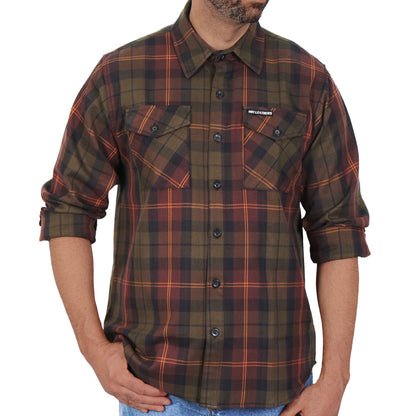 Hot Leathers Men's 'Burnline' Multi/Color Cotton Flannel Shirt - Button Front - Riding/Casual/ Work Wear - FLM2040